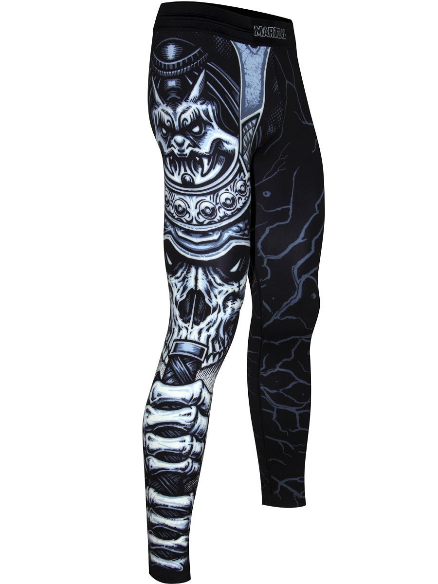 Компрессионные штаны Athletic pro. Samurai Skull Black MSP-132